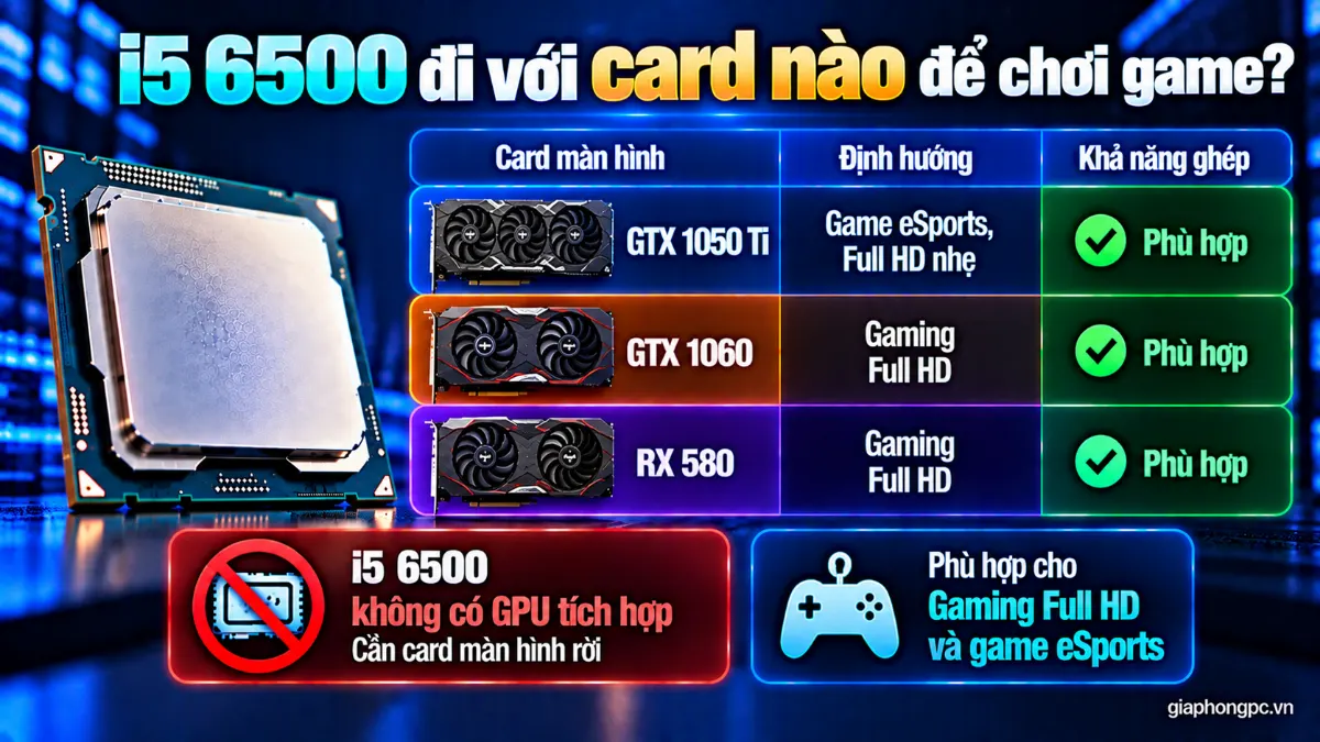 i5 6500 đi với card nào để chơi game
