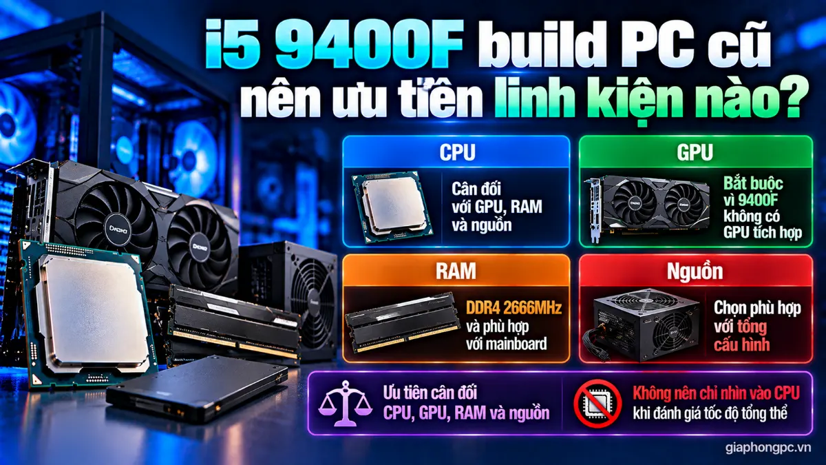 i5 9400F build PC cũ nên ưu tiên linh kiện nào
