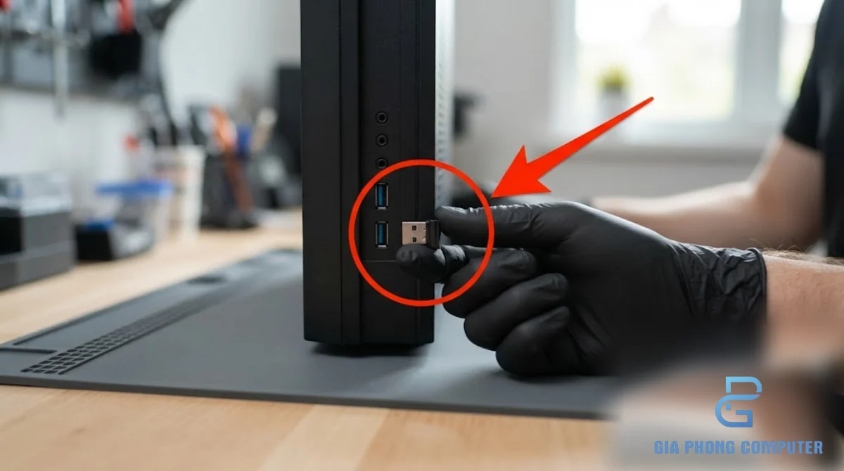 Cắm bộ thu Wireless Adapter vào PC