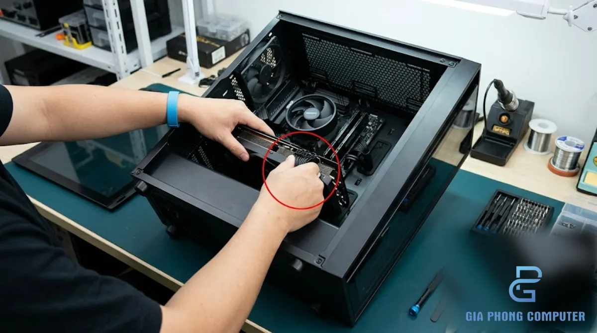 Kiểm tra card đồ họa NVIDIA đã cắm chắc khe PCIe và đủ nguồn