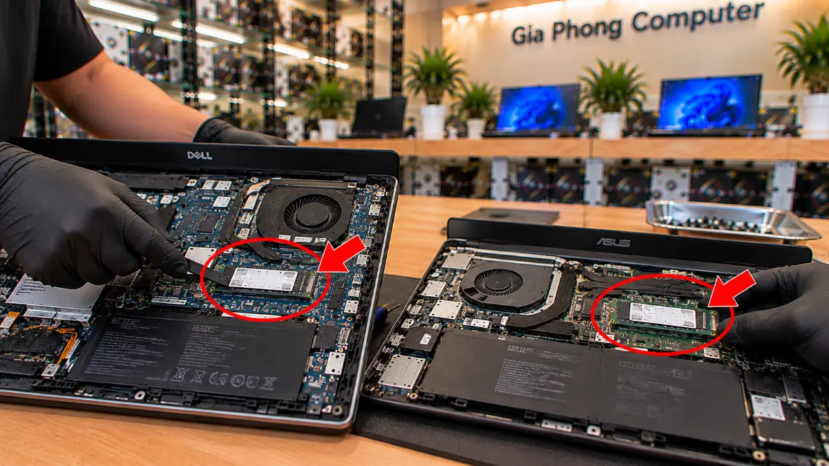 Kiểm tra khả năng nâng cấp trên laptop Dell và Asus – nâng cấp SSD laptop TPHCM