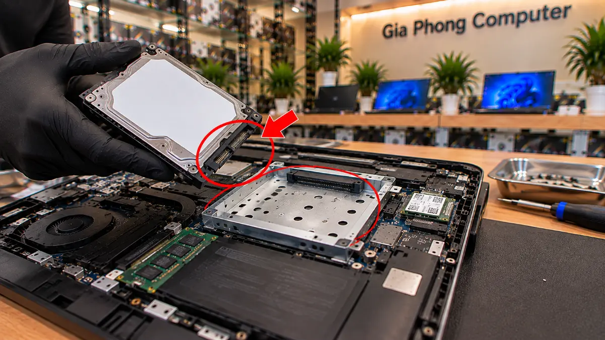 Kiểm tra khe ổ cứng 2.5 inch – nâng cấp SSD laptop TPHCM