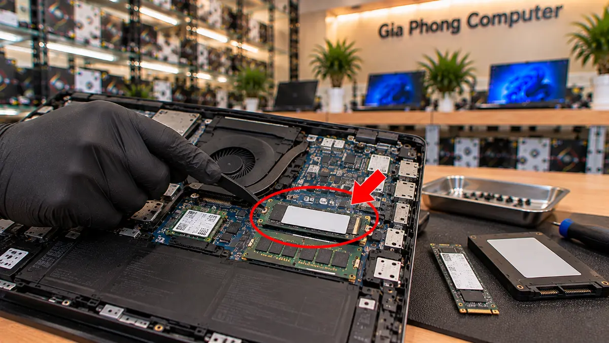 Kiểm tra khe SSD trước khi nâng cấp – nâng cấp SSD laptop TPHCM