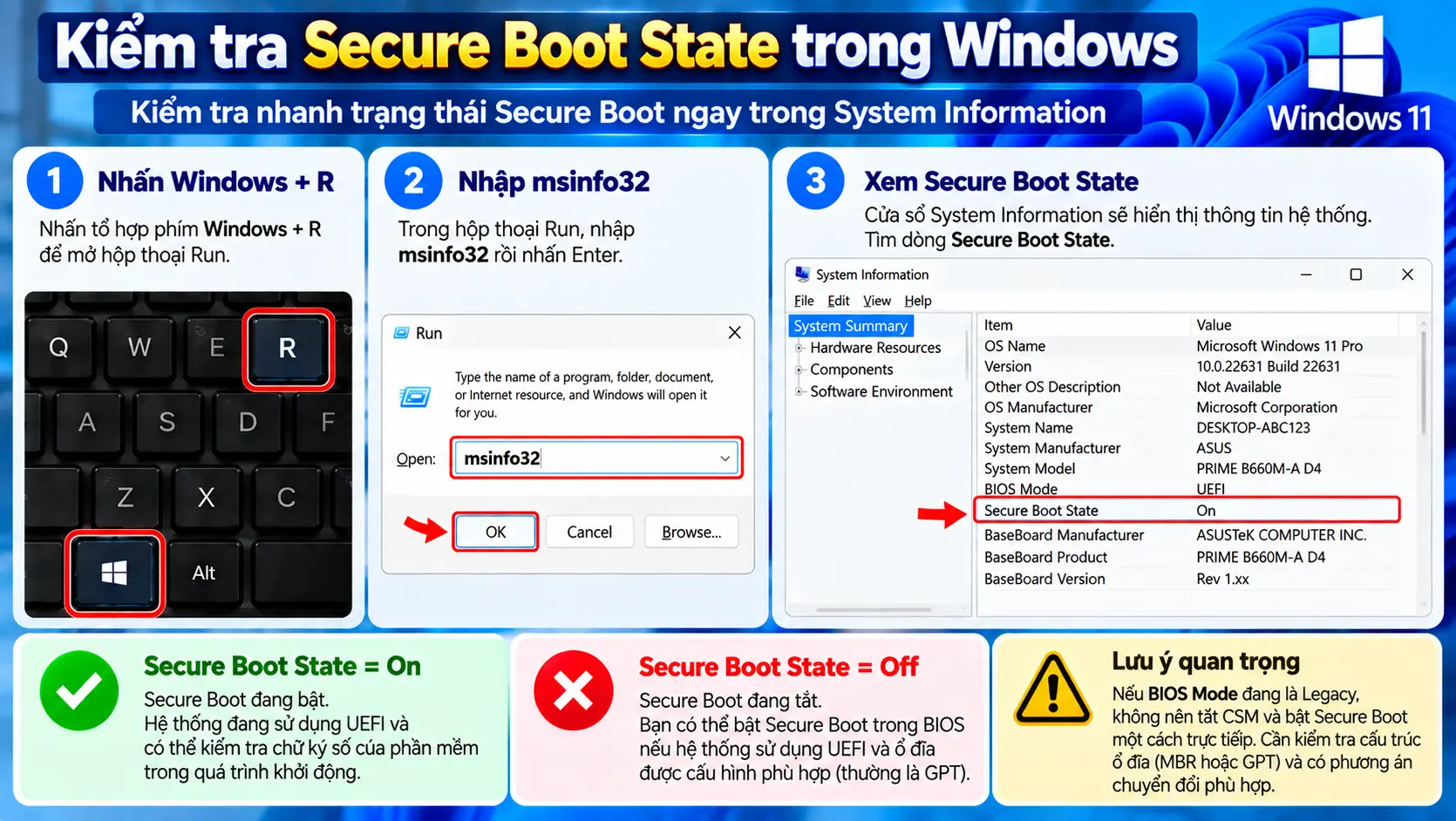 Kiểm tra Secure Boot State trong Windows bằng msinfo32