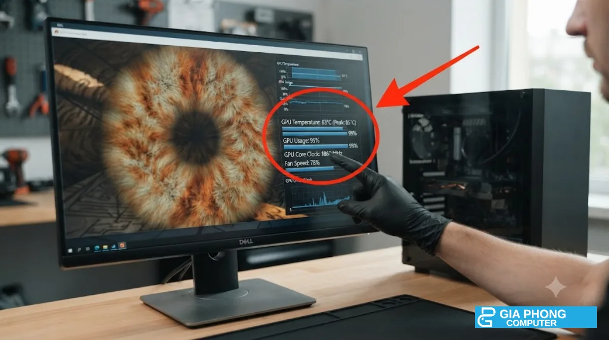 Stress test VGA cũ theo dõi nhiệt độ