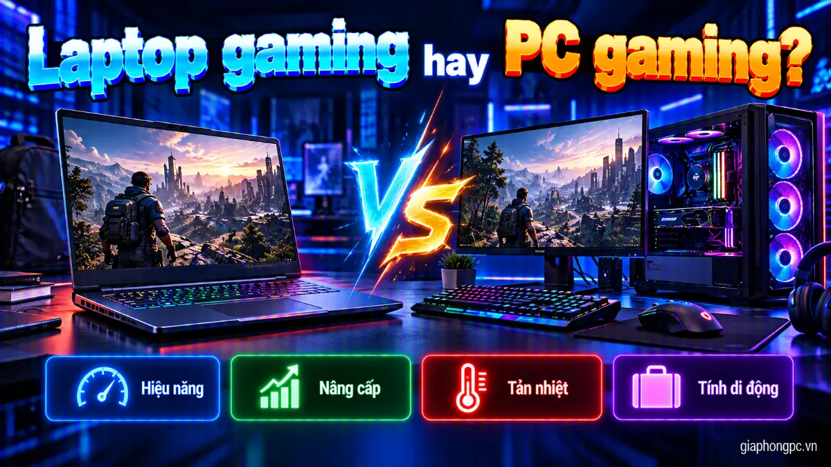 Laptop gaming hay PC gaming: so sánh hiệu năng, nâng cấp, tản nhiệt và tính di động