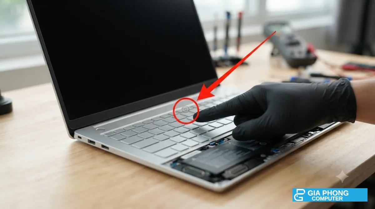 Laptop không lên nguồn - kiểm tra nút nguồn
