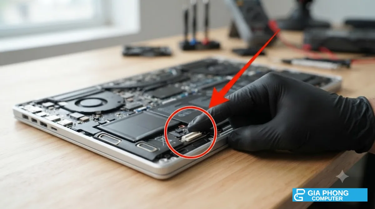 Rút cáp pin liền khối laptop