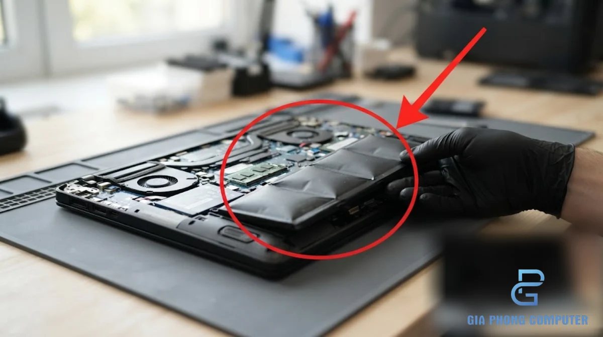Pin laptop phồng cần thay