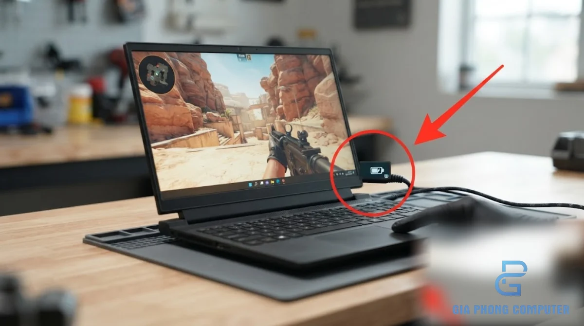 Laptop cắm sạc không vào pin