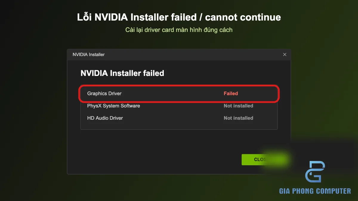 Khắc phục lỗi NVIDIA Installer Failed khi cài driver card màn hình trên Windows