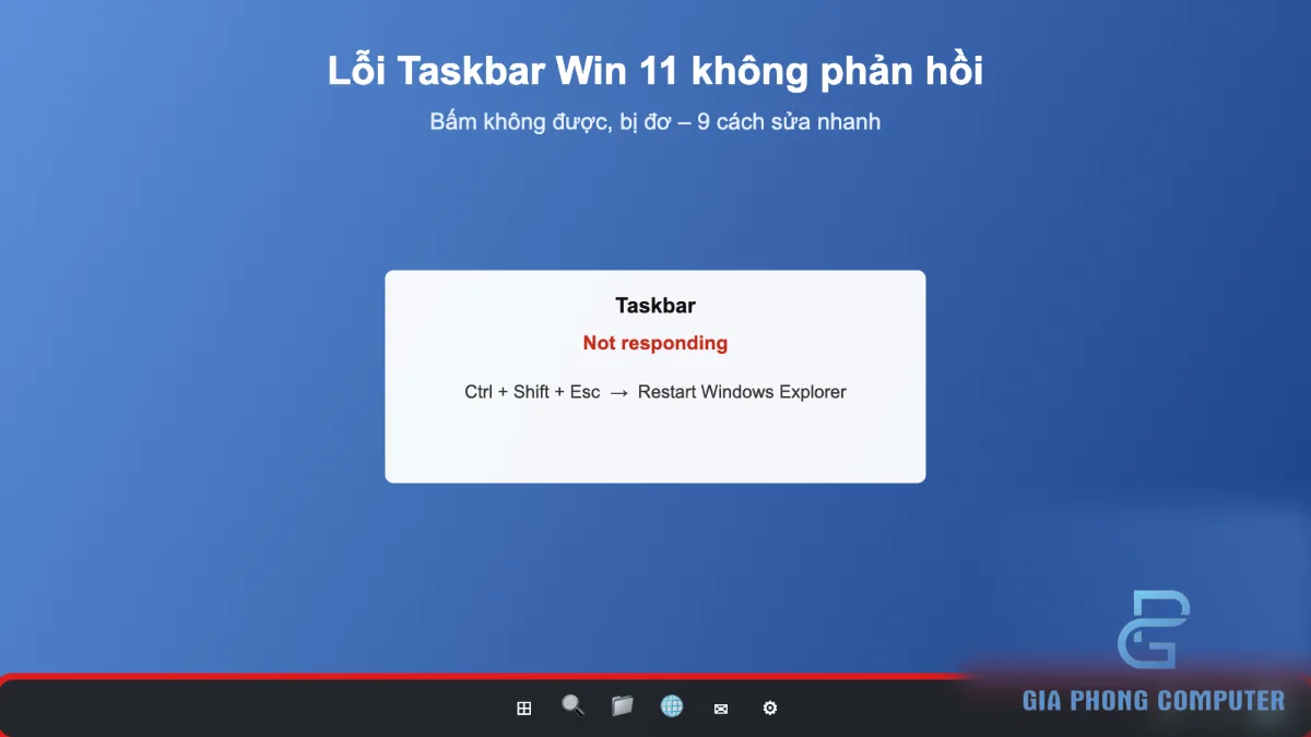 Khắc phục lỗi taskbar Windows 11 không phản hồi và không bấm được