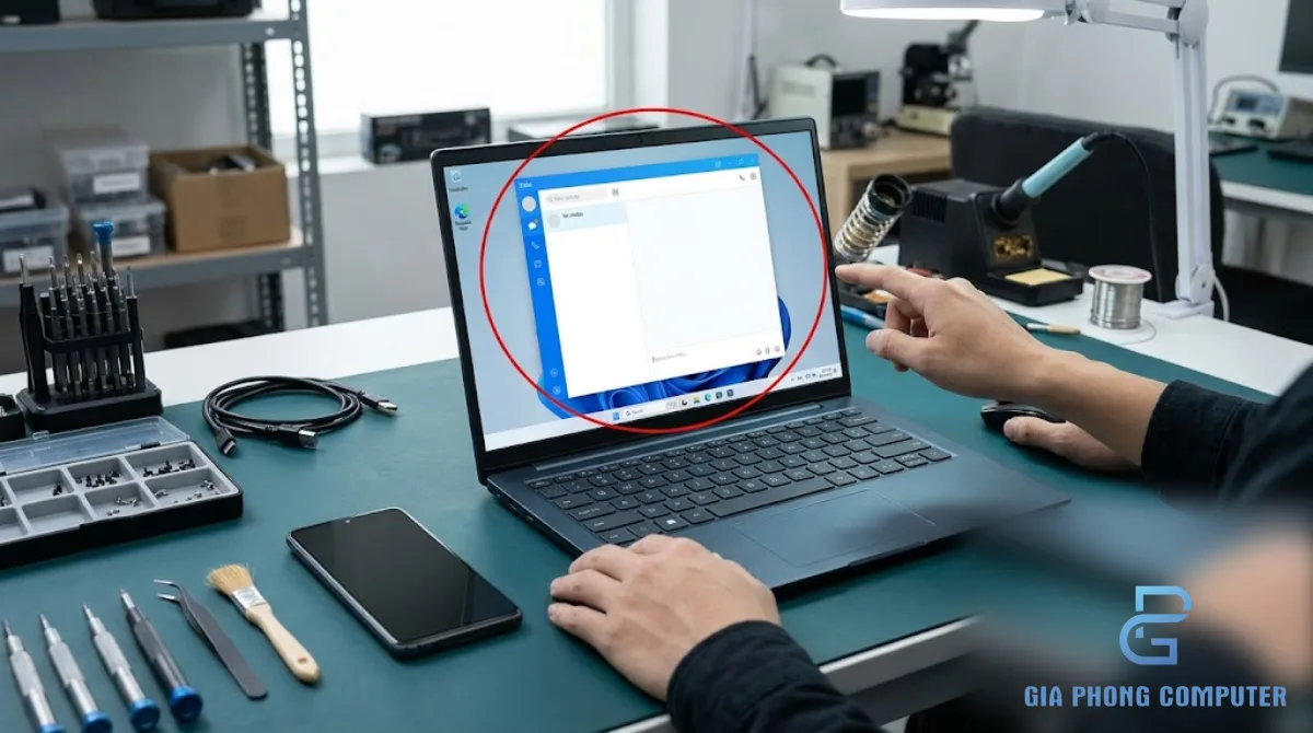 Kỹ thuật viên kiểm tra máy tính Windows gặp lỗi ứng dụng nhắn tin Zalo PC
