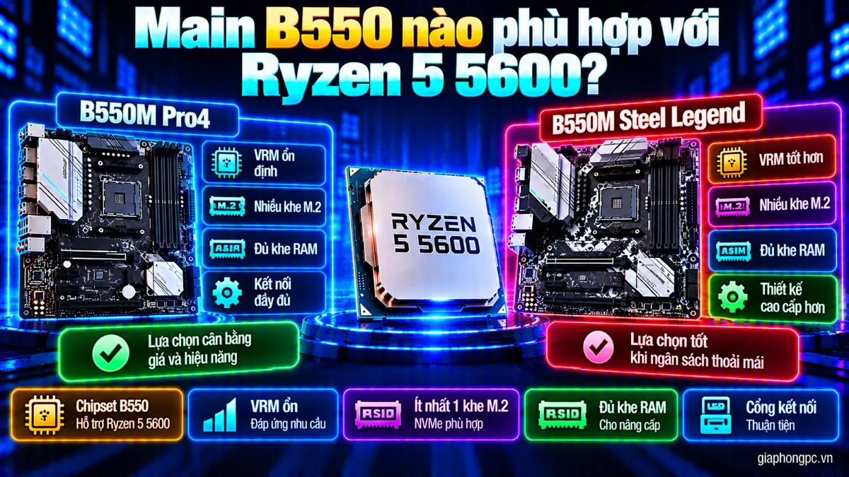 Main B550 nào phù hợp với Ryzen 5 5600