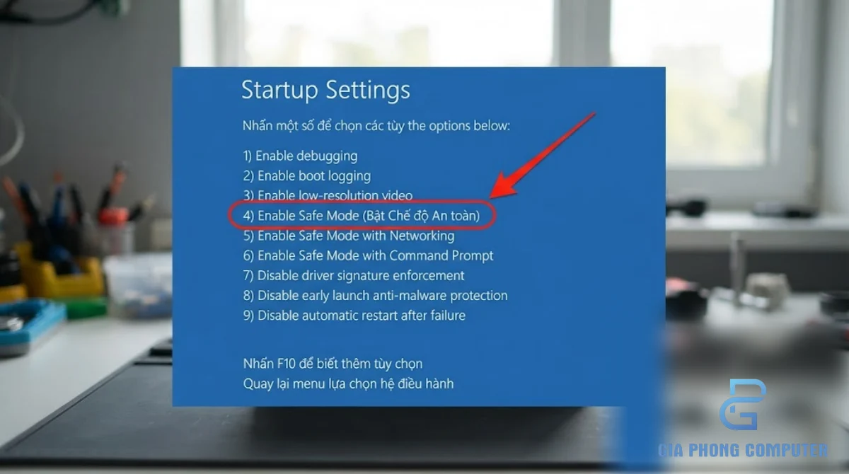 Vào Safe Mode từ Startup Settings