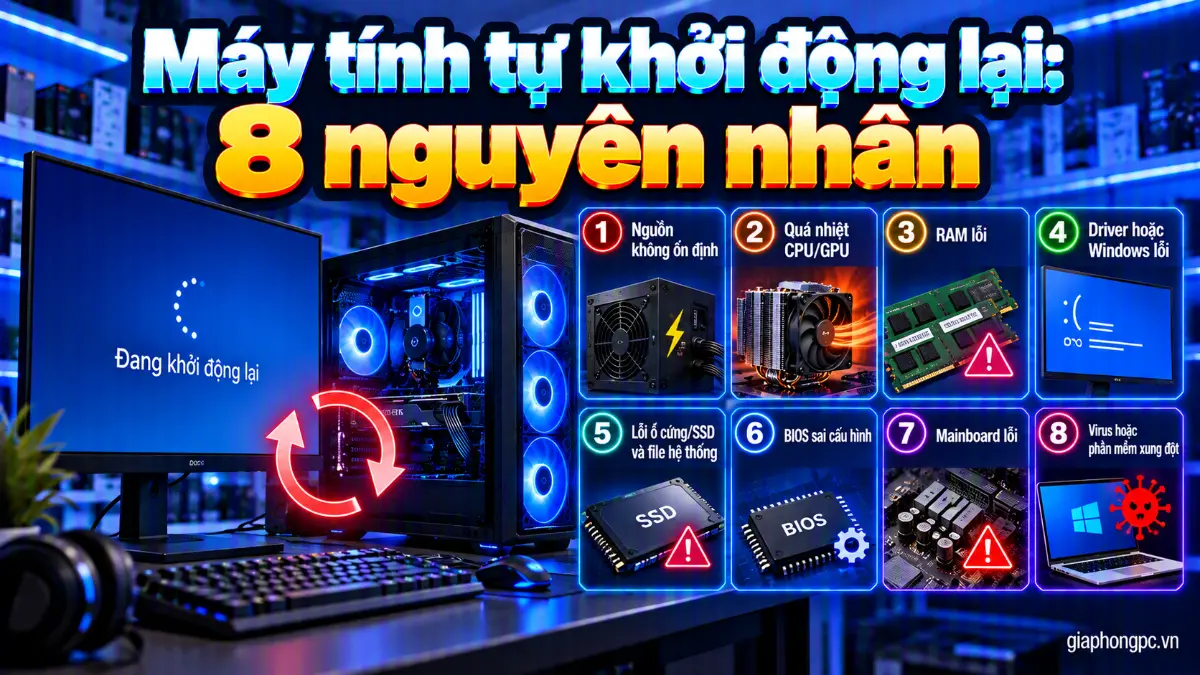 Máy tính tự khởi động lại: 8 nguyên nhân