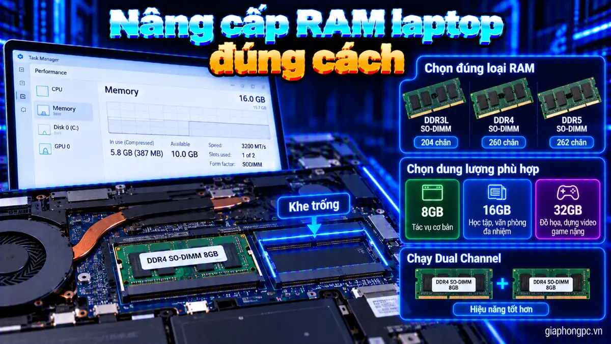 Nâng cấp RAM laptop đúng cách