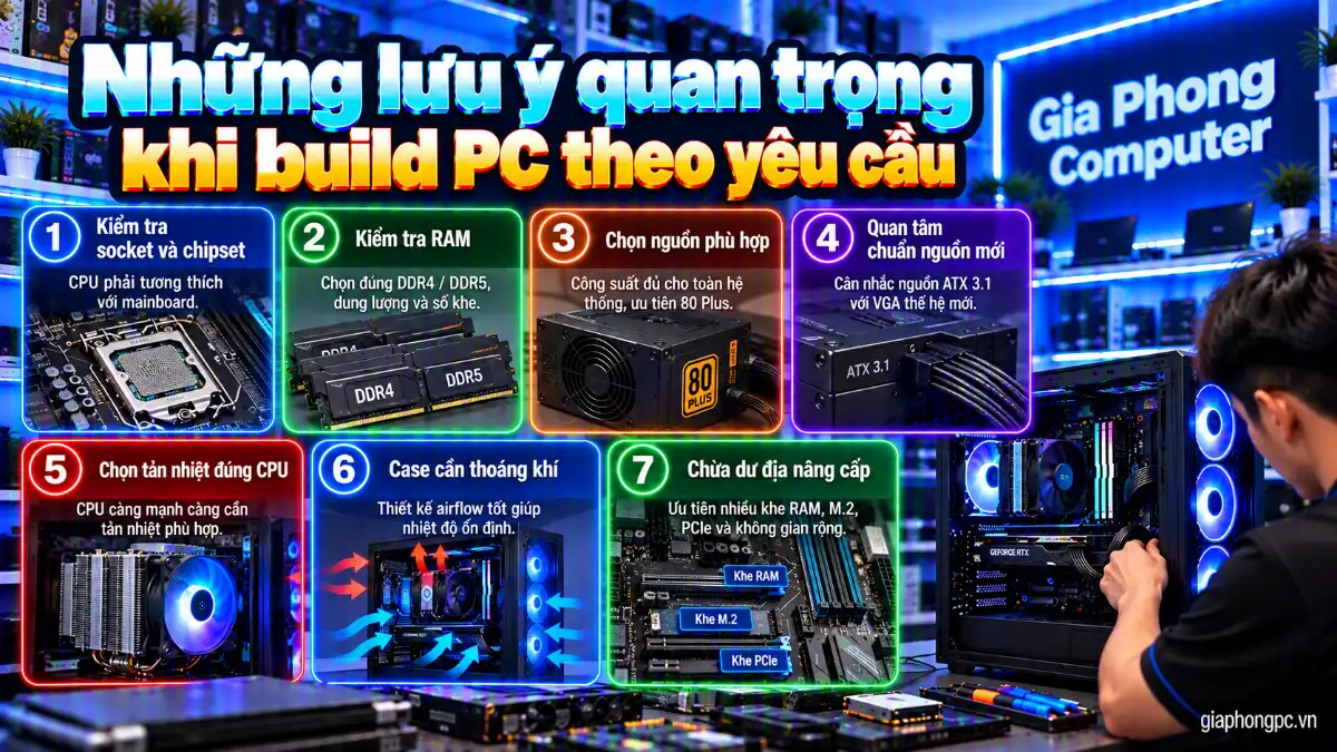 Những lưu ý quan trọng khi build PC theo yêu cầu