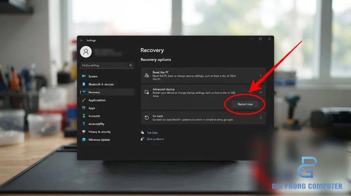 Advanced startup trong Windows 11