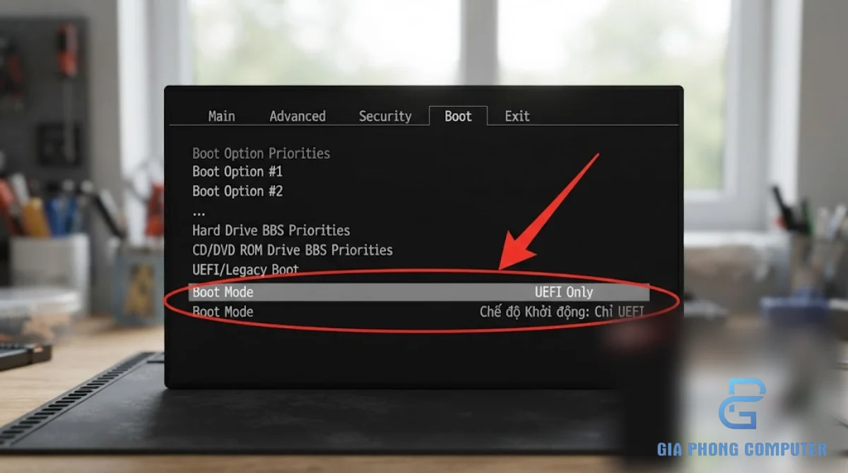 Chọn chế độ UEFI trong BIOS