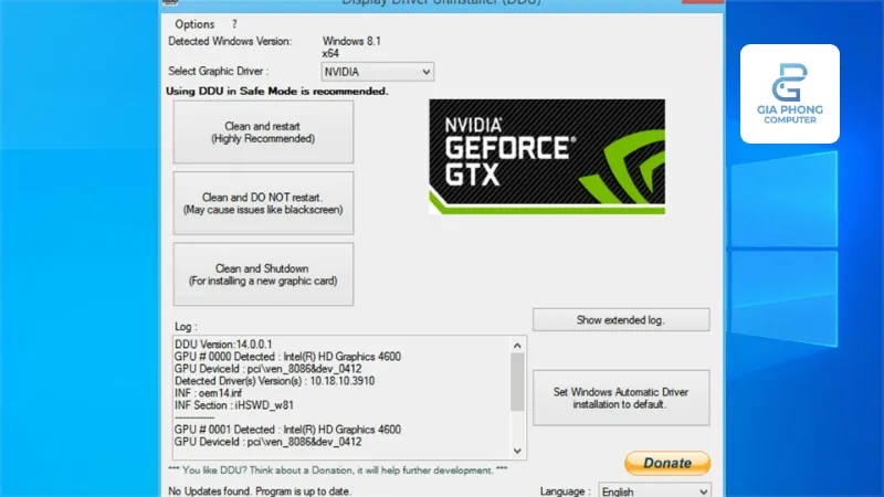 Reset driver card màn hình triệt để bằng DDU (Display Driver Uninstaller)
