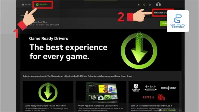 Reset driver NVIDIA bằng GeForce Experience