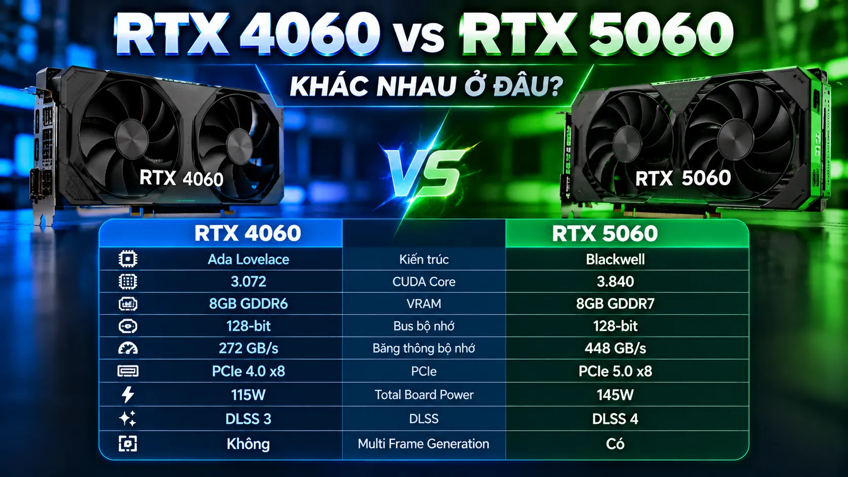 RTX 4060 vs RTX 5060 khác nhau ở đâu