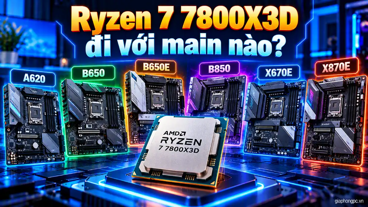Ryzen 7 7800X3D đi với main nào? So sánh A620 B650 B650E B850 X670E X870E