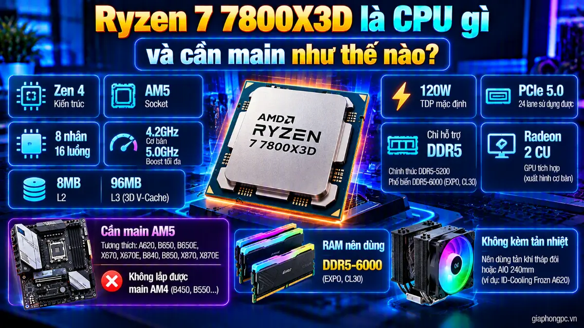 Ryzen 7 7800X3D là CPU gì và cần main như thế nào