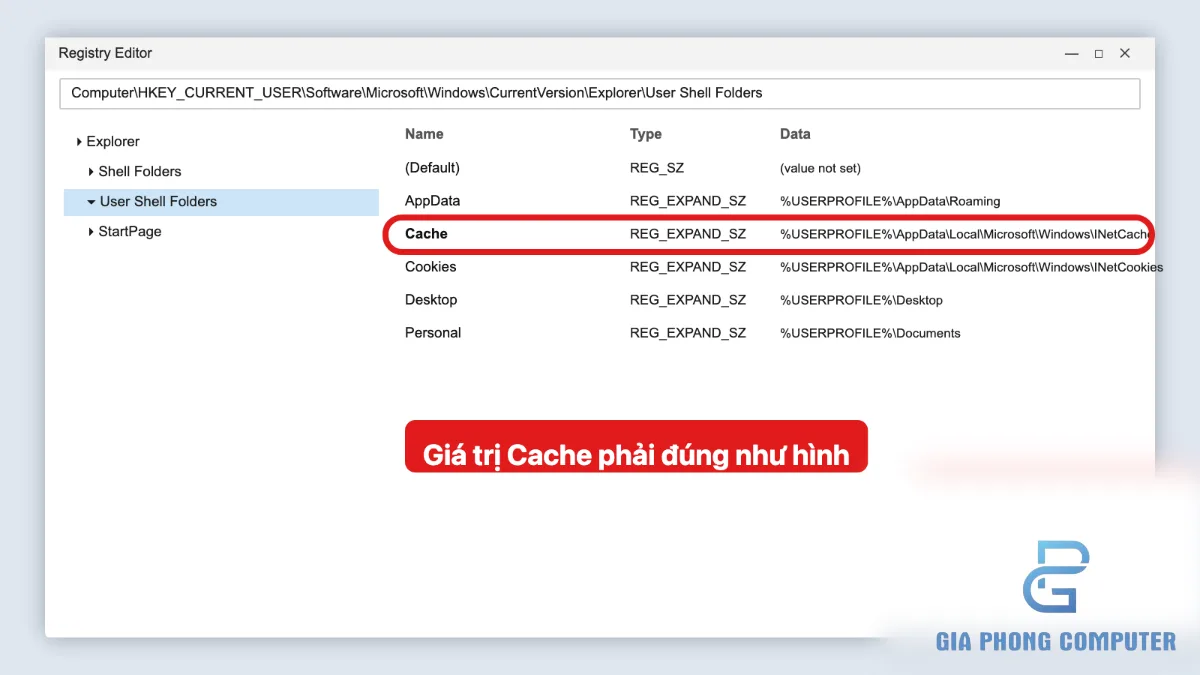 Sao lưu khóa User Shell Folders trong Registry Editor của Windows