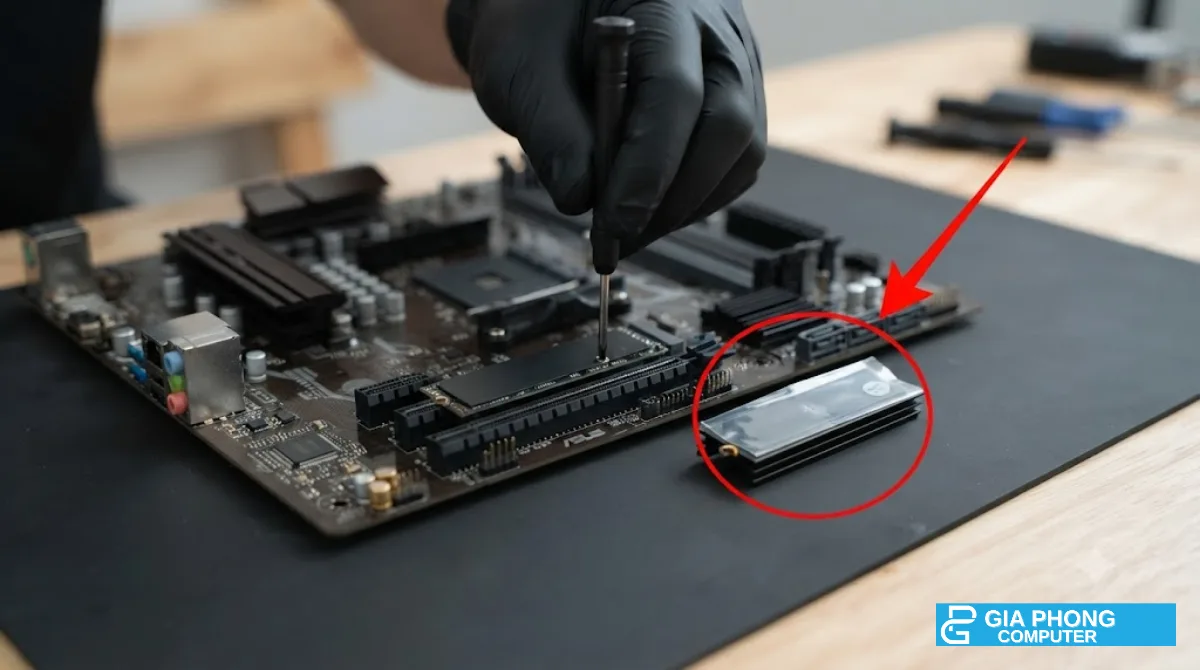 Bóc nilon tản nhiệt khi lắp SSD M.2