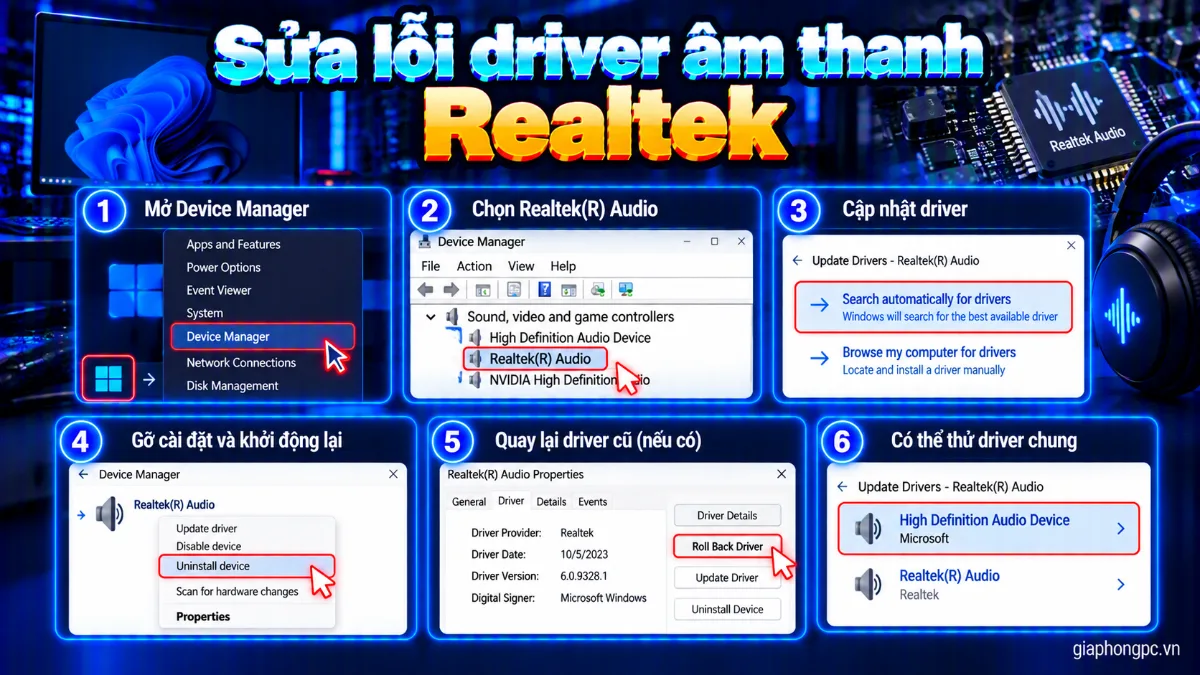 Sửa lỗi driver âm thanh Realtek