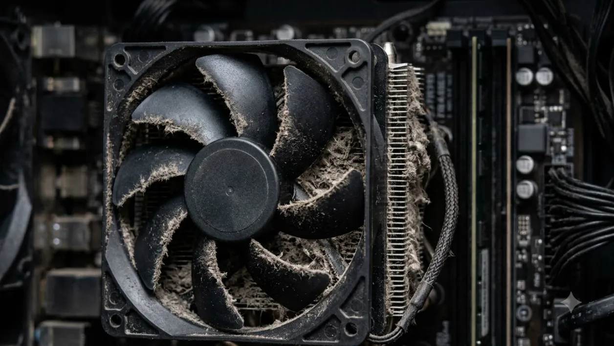 Kiểm tra bụi bẩn bám trên cánh quạt tản nhiệt CPU gây tiếng ồn lớn