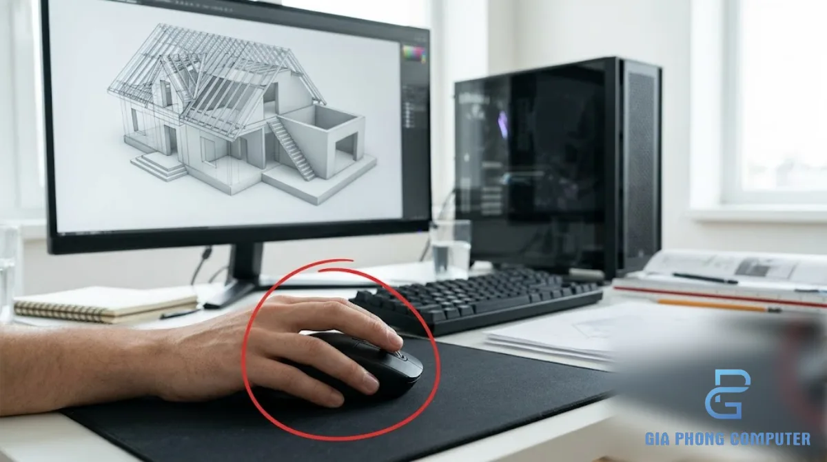 Kỹ thuật viên lắp ráp PC workstation dùng cho SketchUp và render 3D