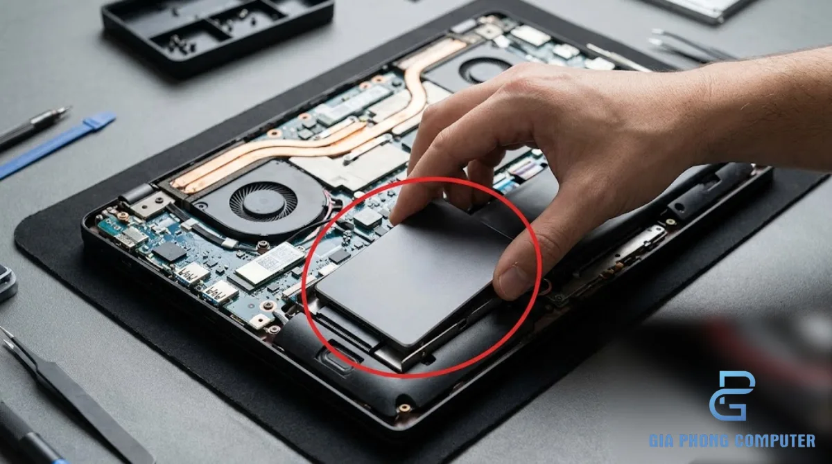 Kỹ thuật viên kiểm tra USB lưu trữ trên máy tính bằng phần mềm chuyên dụng