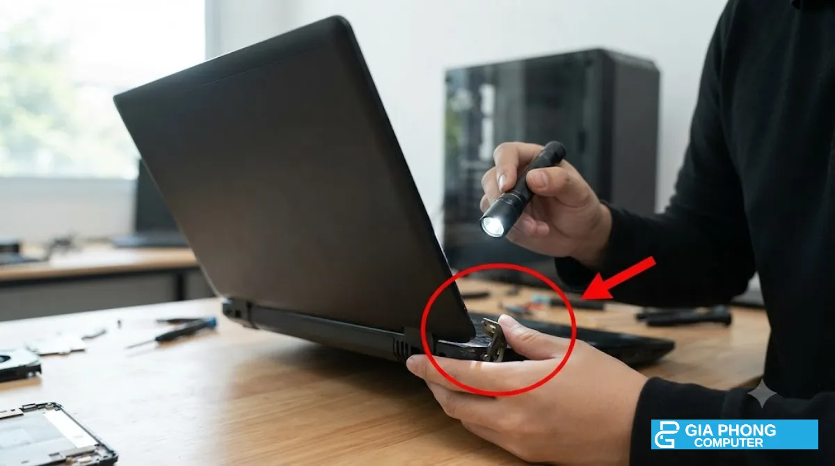 Kiểm tra bản lề vỏ ThinkPad T14 cũ trước khi mua