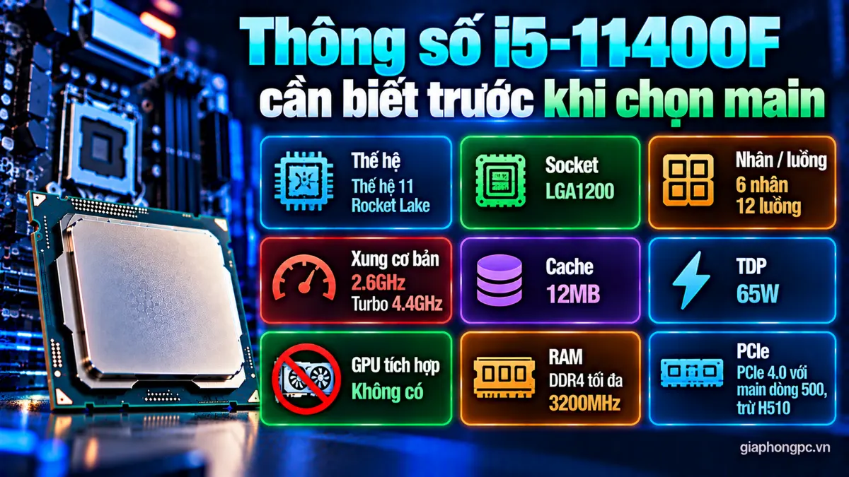 Thông số i5-11400F cần biết trước khi chọn main