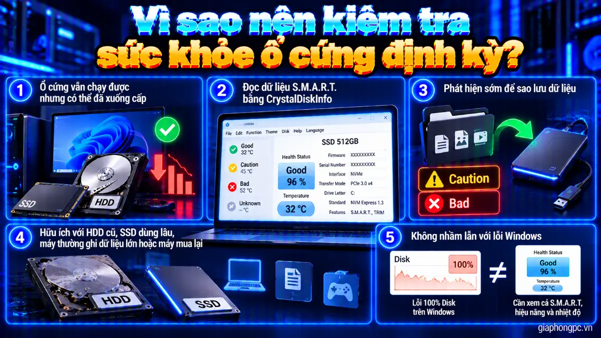Vì sao nên kiểm tra sức khỏe ổ cứng định kỳ