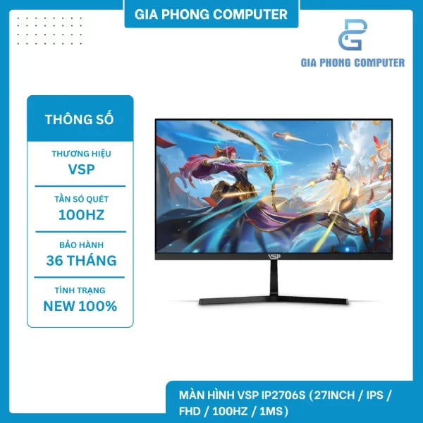 Màn hình VSP IP2706S (27inch / IPS / FHD / 100Hz / 1ms)