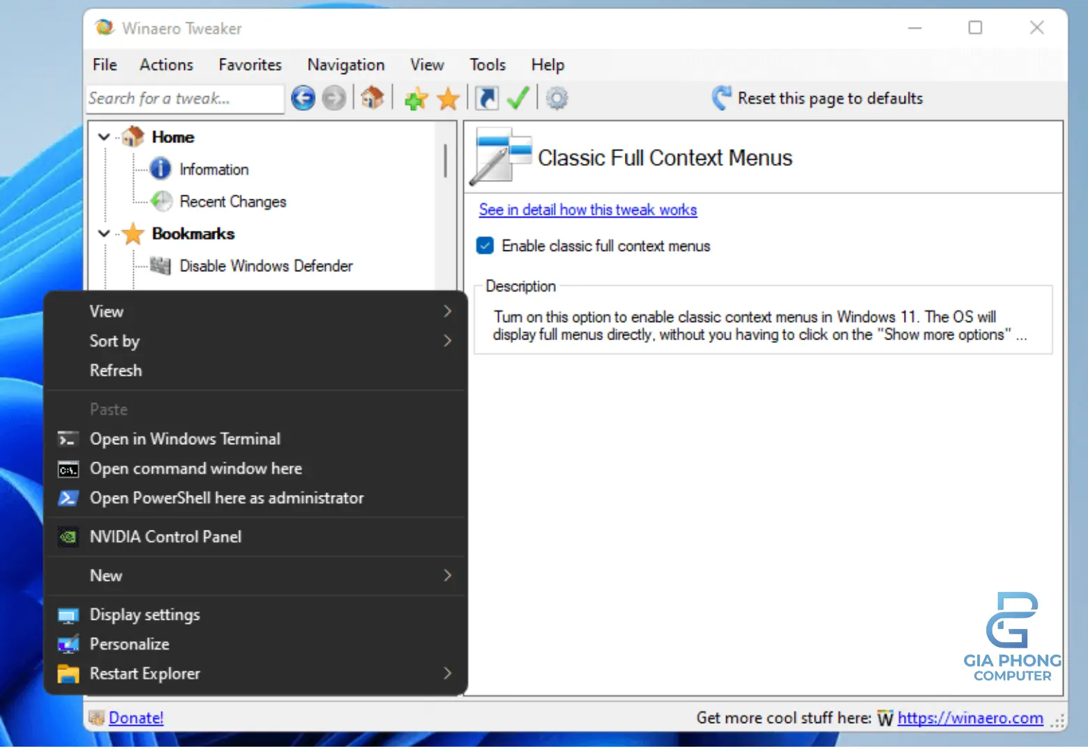 tùy chỉnh Windows với Winaero Tweaker