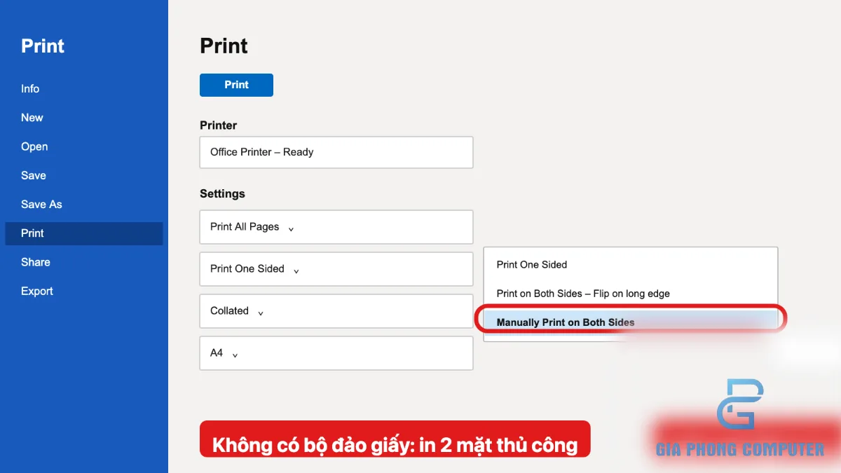 Bật Print on Both Sides trong Microsoft Word trên Windows
