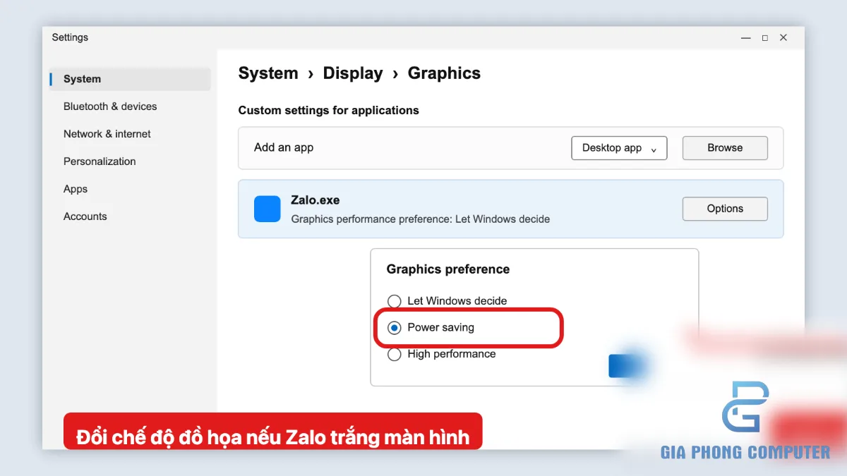 Giao diện Windows hiển thị cửa sổ ứng dụng Zalo PC trắng màn hình